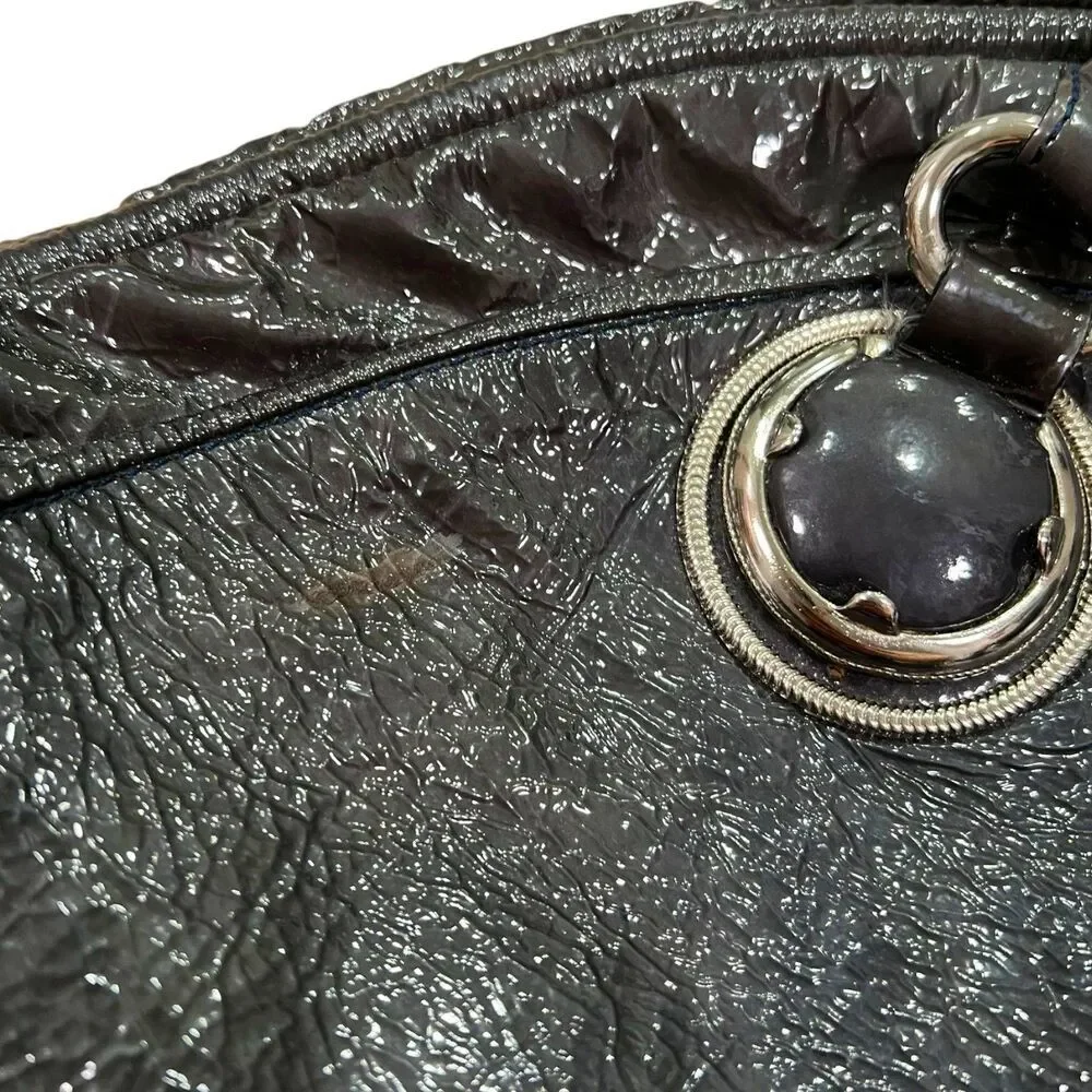 Abro Dark Green Large Bowling Style Leather Tote Bag